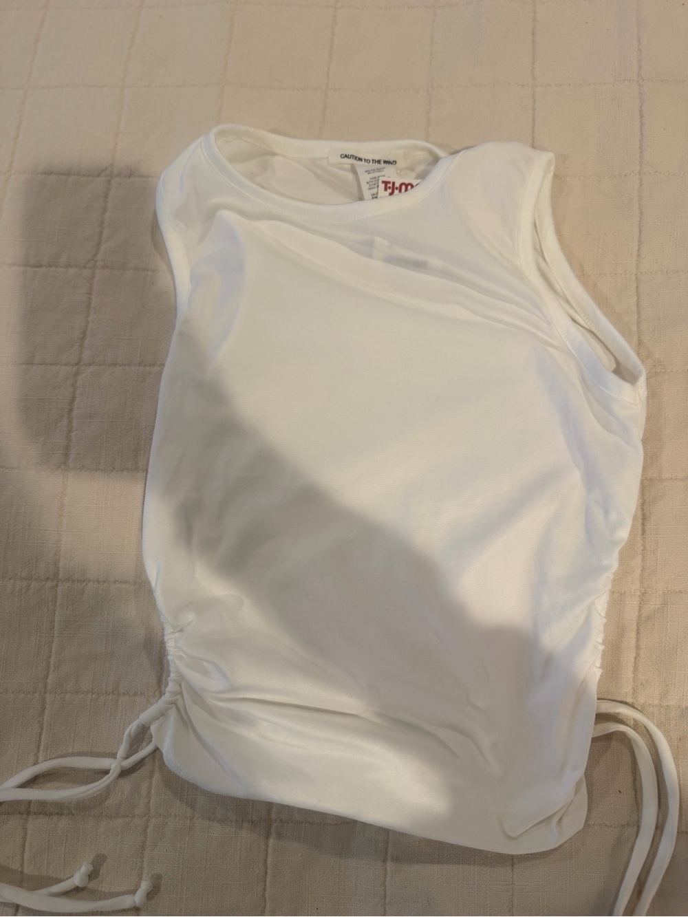 T.J.Maxx White Sleeveless Ruched Side Tank